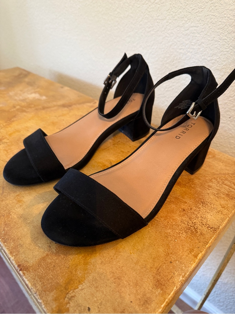 torrid Black Suede Ankle-Strap Block Heel Sandals